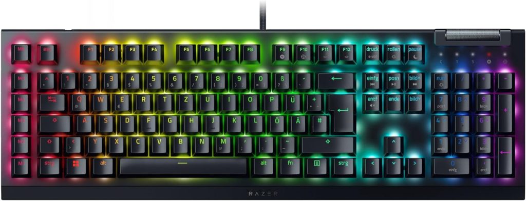 🤴 Razer BlackWidow V4 X – Mechanische Gaming-Tastatur Chroma RGB (Mechanische Green Switches, 6 eigene Makro-Tasten, Doubleshot-ABS-Tastenkappen) QWERTY US-Layout | Schwarz85,40€ statt 149,99€ – 44,0 🔥🚚 Verkauft durch Amazon und Versand durch Amazon71 Bewertungen: 3.7 / 5.0 ⭐️⭐️⭐️⭐️🛒 zu Amazon https://www.amazon.de/dp/B0C6MHDBFL/?tag=preisfehlerheute-21