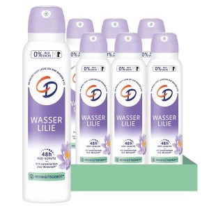CD Deo-Spray "Wasserlilie", Deodorant ohne Aluminiumsalze, langanhaltender Schutz f&uuml;r 24 h, f&uuml;r empfindliche Haut geeignet, vegan, K&ouml;rperpflege, 6 x 150 ml, Lila, 220077-18.18&euro; 🏷️ Coupon anwenden➡️ https://www.amazon.de/dp/B01LTHLFHE/?tag=preisfehlerheute-21