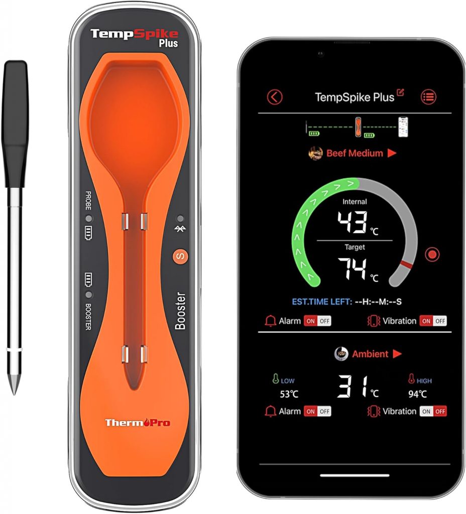 👑 ThermoPro TempSpike Plus 180M kabelloses Fleischthermometer mit verbesserter ultradünner Sonde Bluetooth-Bratenthermometer für den Außengrill Smoker Grillthermometer mit APP für BBQ Küchen70,51€ statt 99,00€ - 29,00 % 🔥🚚 Verkauft von ThermoPro DE und Versand durch Amazon2,535 Bewertungen: 4.0 / 5.0 ⭐️⭐️⭐️⭐️🛒 zu Amazon https://www.amazon.de/dp/B0CRV5G93M/?amp%3Btag=preisfehlerheute-21&tag=preisfehlerheute-21