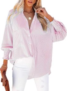 Chicrise Hemd Damen Gesmokte Manschetten V Ausschnitt Button Down Shirt Umlegekragen Lässig Top Herbst Mode Rosa Klein 34-3615,16€ statt 22,99€➡️ https://www.amazon.de/dp/B0FB8S7D3Y/?tag=preisfehlerheute-21