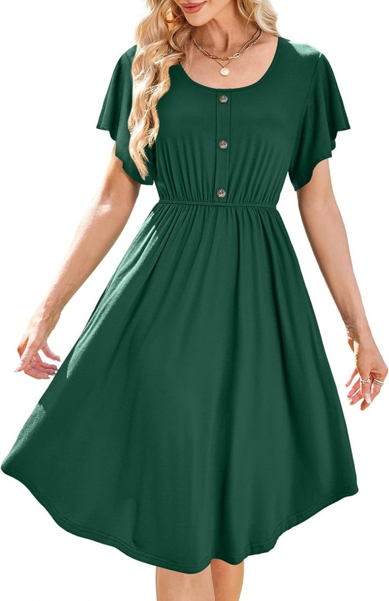 Beluring Tunika Kleid Damen Sommer Kurzarm Strandkleid Elegant Rundhals A-Linien Swing Midikleid Schwarz M6.99€ statt 27.99€➡️ https://www.amazon.de/dp/B0DN659J8N/?tag=preisfehlerheute-21