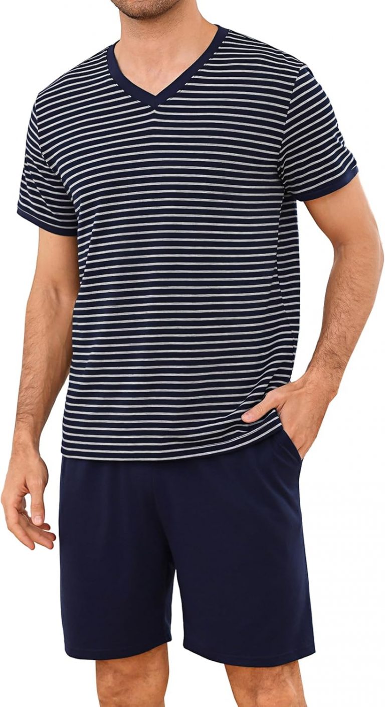 Bresdk Schlafanzug Herren kurz Pyjama Set Sommer Baumwolle Kurzarm Nachtwäsche V-Ausschnitt Loungewear Kurzer Schlafanzüge mit Elastischem Bund Marineblau Grau L9,74€ statt 14,99€➡️ https://www.amazon.de/dp/B0G4F5YV6Q/?tag=preisfehlerheute-21