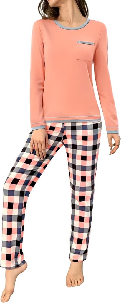 Marvmys Schlafanzug Damen Lang Winter Baumwolle PyjamaSet Schlafanzüge Zweiteiliger Nachtwäsche Sleepwear Langarm Shirt mit Brusttasche Karierte Pyjamahose mit Tasche Rosa L8.99€ 🎁 Werbeaktion anwenden➡️ https://www.amazon.de/dp/B0B84G5Q1X/?tag=preisfehlerheute-21