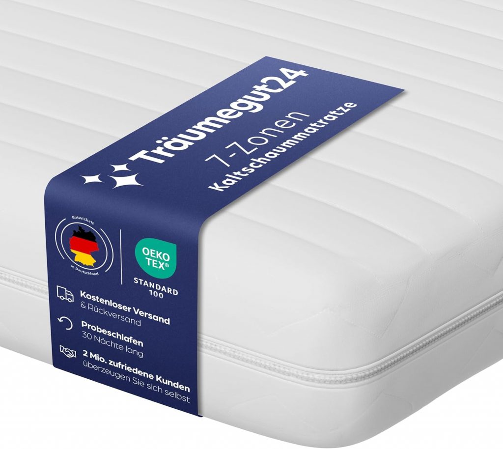 Träumegut24 AquaFlex 7-Zonen Matratze 160×200 cm | H2&H3 | Ergonomische Kaltschaummatratze | Hypoallergen & Antibakteriell | Bezug abnehmbar & waschbar | Oeko-TEX® | (12cm, 160 x 200 cm)80,66€ statt 94,90€➡️ https://www.amazon.de/dp/B0DHNFGW5N/?tag=preisfehlerheute-21