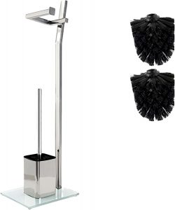 WC-Garnitur - 22 x 18 x 70 cm - Inklusive Klopapierhalter und Toilettenb&uuml;rste - verchromter Edelstahl - schicker Standfu&szlig; aus Glas mit Klob&uuml;rste - GRATIS: 2 Schwarze Klob&uuml;rstenk&ouml;pfe zum Austauschen5.41&euro; statt 31.99&euro;➡️ https://www.amazon.de/dp/B07NY83M5B/?tag=preisfehlerheute-21
