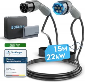 bokman Typ 2 Ladekabel, 22 kW / 32A / 3-Phasig / 15 Meter/Modus 3, Typ 2 auf Typ 2 EV Ladekabel f&uuml;r Elektroauto mit Tragetasche und Mikrofasertuch169,98&euro; statt 199,99&euro;➡️ https://www.amazon.de/dp/B0DT9CP8SN/?tag=preisfehlerheute-21
