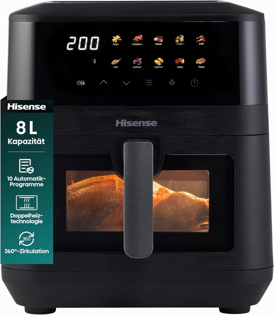 🤴 Hisense HAF2100DCD Heißluftfritteuse /2100 W /7,7 L Kapazität /10 voreingestellte Programme/Antihaft-Beschichtung/Energieeffizient/Start Delay Funktion/HxBxT: 40,1 x 31 x 35 cm/Schwarz86,33€ statt 129,00€ – 34,0 🔥🚚 Verkauft durch Amazon und Versand durch Amazon68 Bewertungen: 4.6 / 5.0 ⭐️⭐️⭐️⭐️⭐️🛒 zu Amazon https://www.amazon.de/dp/B0FN86QMC7/?th=1&tag=preisfehlerheute-21#038;psc=1&tag=preisfehlerheute-21