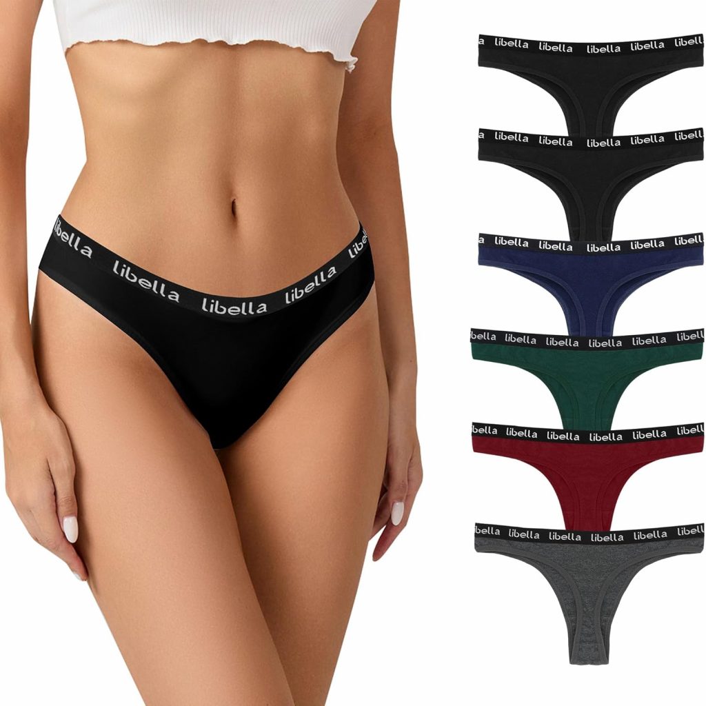 6er Pack String Tanga Damen Set Baumwoll Unterhosen Damen Tangas Unterwäsche Frauen mit Niedriger Taille Atmungsaktiv Unterwäsche Mehrfarbig S-XL