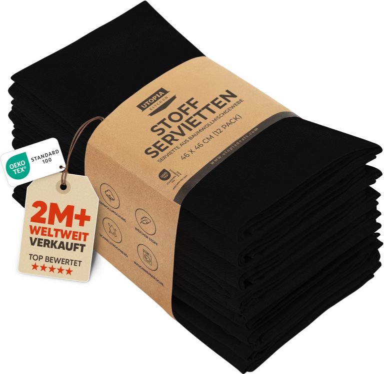 Utopia Kitchen Stoffservietten [12er Pack, Schwarz] 46x46 cm Waschbare Tischservietten für Hotel, Mittagessen, Restaurant, Hochzeiten, Veranstaltungen und Partys13,67€ statt 18,99€➡️ https://www.amazon.de/dp/B00NYAN6C2/?tag=preisfehlerheute-21