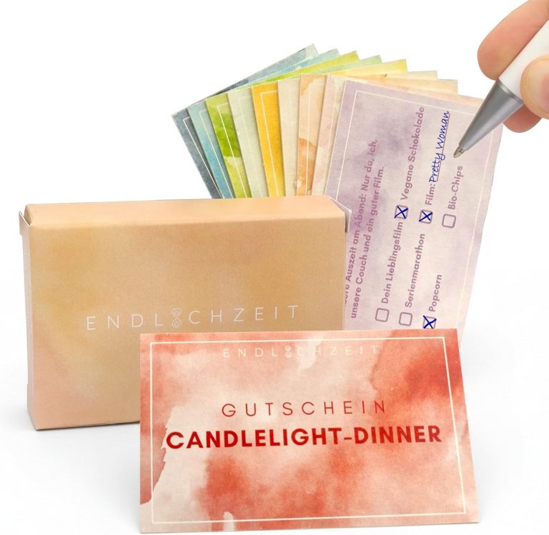 ENDLICHZEIT Paar Date Gutschein 10er Set | Premium Material | Geschenk für Frauen Männer & Paare | Geschenkgutschein für gemeinsame Zeit | personalisierbar & hochwertig | nachhaltiges Paar Geschenk9,95€ ➡️ https://www.amazon.de/dp/B0FYJ7LMZG/?tag=preisfehlerheute-21