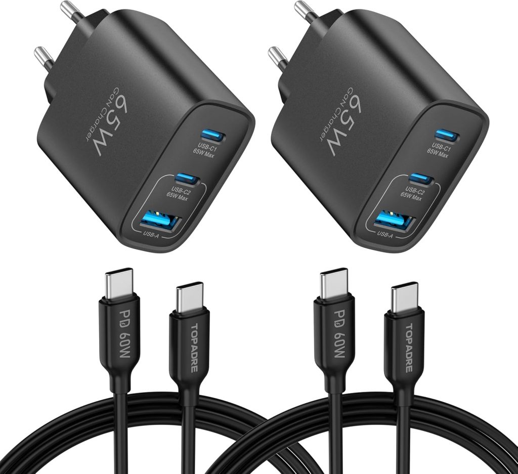 TOPADRE USB C Ladegerät 65W,2er-Pack 3-Port USB-C Netzteil mit Zwei 2M Ladekabel,Schnellladegerät kompatibel mit MacBook Pro/Air, für iPad Pro/Air, für iPhone 17/16, Schwarz31,60€ statt 39,99€➡️ https://www.amazon.de/dp/B0FVSTRRLV/?tag=preisfehlerheute-21