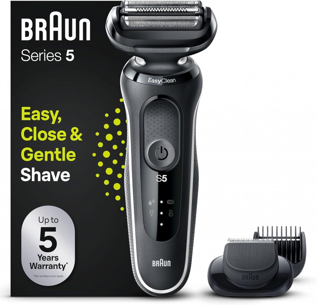 🤴 Braun Series 5 Elektrorasierer mit EasyClick Aufsatz, Barttrimmer, Rasierer Herren, EasyClean, Wet & Dry, Geschenk Mann, Made in Germany, 51-W1500s, weiß115,04€ statt 159,99€ - 29,00 % 🔥🚚 Verkauft von DP-Family-Time und Versand durch Amazon16,349 Bewertungen: 4.2 / 5.0 ⭐️⭐️⭐️⭐️🛒 zu Amazon https://www.amazon.de/dp/B0B3J95J4V/?amp%3Btag=preisfehlerheute-21&%3Bamp%3Bth=1&%3Bamp%3Bpsc=1&tag=preisfehlerheute-21