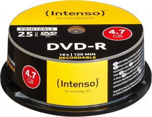 Intenso DVD-R 4,7 GB 16x DVD-Rohlinge bedruckbar kratzfest 25er Spindel6,99&euro; ➡️ https://www.amazon.de/dp/B000F5SS9A/?tag=preisfehlerheute-21