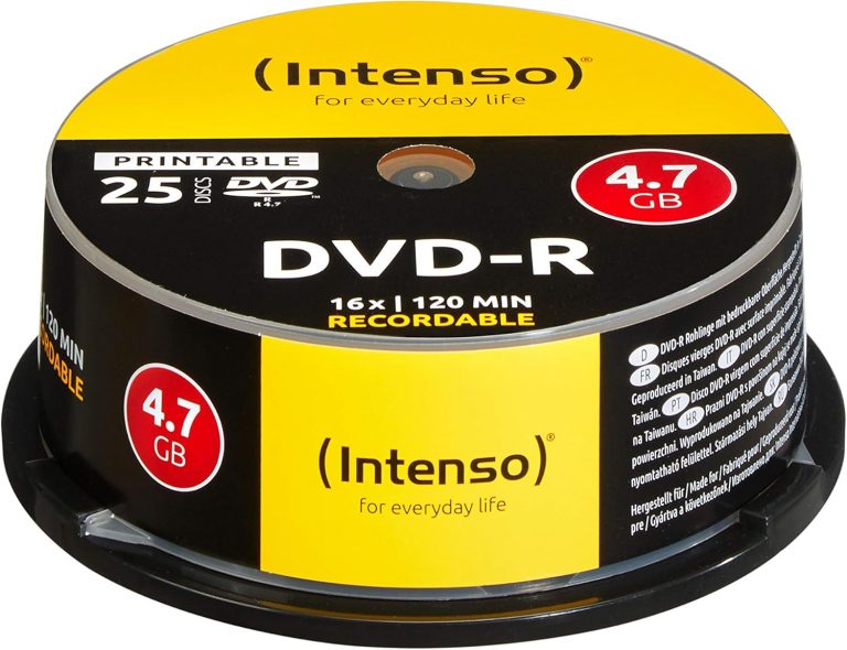 Intenso DVD-R 4,7 GB 16x DVD-Rohlinge bedruckbar kratzfest 25er Spindel6,99€ ➡️ https://www.amazon.de/dp/B000F5SS9A/?tag=preisfehlerheute-21