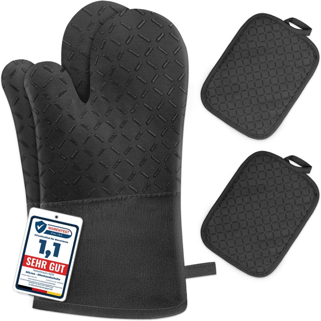 MILcea Ofenhandschuhe Topflappen Topfhandschuhe 4er Set - Ofenhandschuhe Hitzebestaendig bis 300°C, Rutschschutz, Verlängern, Weich, Backhandschuhe Kochhandschuhe Oven Gloves, Schwarz9.53€ ➡️ https://www.amazon.de/dp/B0BDMCGRQG/?tag=preisfehlerheute-21