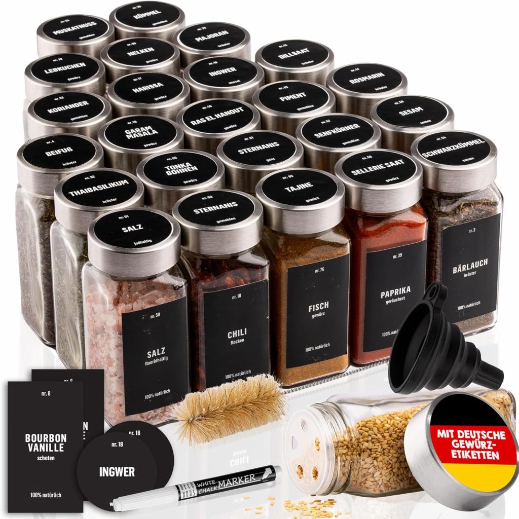 Deco haus® Gewürzgläser eckig luftdicht 24er Set [inkl. Etiketten & Streueinsatz] – Gewürzdosen Set Glas – Gewürzbehälter Spice Jars – Gewürze Aufbewahrung – Gewürz Organizer – Gewürzaufbewahrung29,74€ ➡️ https://www.amazon.de/dp/B0B8ZRJJQV/?tag=preisfehlerheute-21