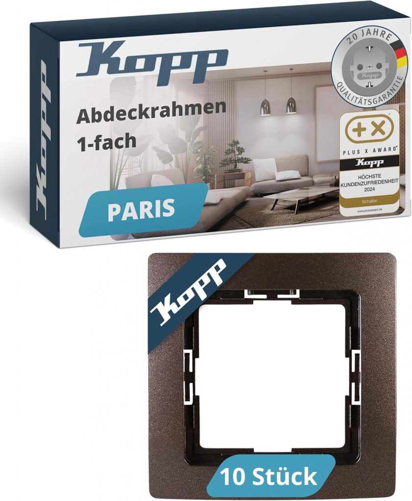 🤴 Kopp PARIS 1-fach Abdeckrahmen in Palisander-Braun - 10 Stück - 83 x 83 x 9,5 mm - Rahmen für Steckdosen & Schalter - Stilvoller Steckdosenrahmen aus Kunststoff - Hochwertiger Lichtschalter-Rahmen13,99€ statt 20,49€ - 32,00 % 🔥🚚 Verkauft und Versand durch fiducia-shop Preise inkl. MwSt4,344 Bewertungen: 4.7 / 5.0 ⭐️⭐️⭐️⭐️⭐️🛒 zu Amazon https://www.amazon.de/dp/B00BBAYSAQ/?amp%3Btag=preisfehlerheute-21&%3Bamp%3Bth=1&%3Bamp%3Bpsc=1&tag=preisfehlerheute-21