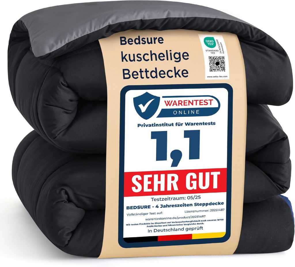 BEDSURE Bettdecke 200×200 Ganzjahresdecke Steppdecke – Bettdecke Ohne Bezug 200x200cm 300GSM – 4 Jahreszeiten Bettdecken Wende Schwarz/Grau, Weiche Warm Duvet Schlafdecke für Allergiker31,44€ ➡️ https://www.amazon.de/dp/B0CT21W585/?tag=preisfehlerheute-21