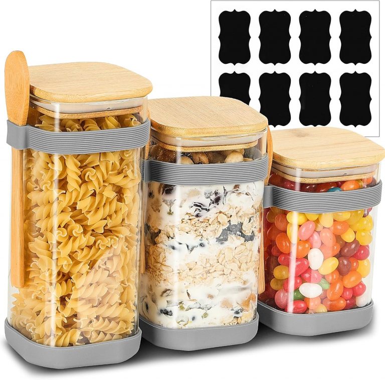 Vorratsdosen Glas 3er Set, 540/600/700ml Gewürzgläser mit Rutschfester Silikonhülle und 3 Holzlöffeln, Vorratsgläser Glasbehälter mit Deckel, Stapelbare Aufbewahrungsgläser Küche Vorratsdose Eckig6.99€ ➡️ https://www.amazon.de/dp/B0F385Z9JW/?tag=preisfehlerheute-21