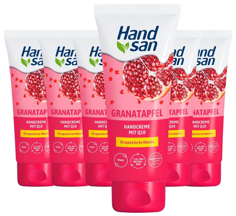 Handsan Granatapfel Handcreme mit Q10 | 6 x 90 ml | wertvoller Feuchtigkeitsspender für geschmeidige und regenerierte Hände | vegan5,78€ ➡️ https://www.amazon.de/dp/B0D8BFRN3Z/?tag=preisfehlerheute-21