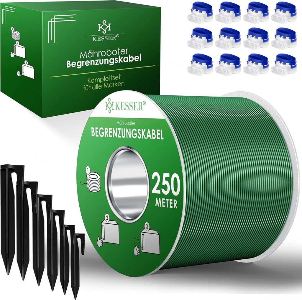 👑 KESSER® Begrenzungskabel 250m + 800 Erdspieße + 12 Kabelverbinder für Mähroboter Rasenmäher Rasenroboter Zubehör Set Begrenzungsdraht Universal kompatibel mit Gardena/Bosch/Worx/Einhell/Honda/ROBOMOW46,80€ statt 46,80€ – % 🔥🚚 Verkauft und Versand durch WMK Trading GmbH552 Bewertungen: 4.6 / 5.0 ⭐️⭐️⭐️⭐️⭐️🛒 zu Amazon https://www.amazon.de/dp/B0BVFWPQ9B/?th=1&tag=preisfehlerheute-21#038;psc=1&tag=preisfehlerheute-21