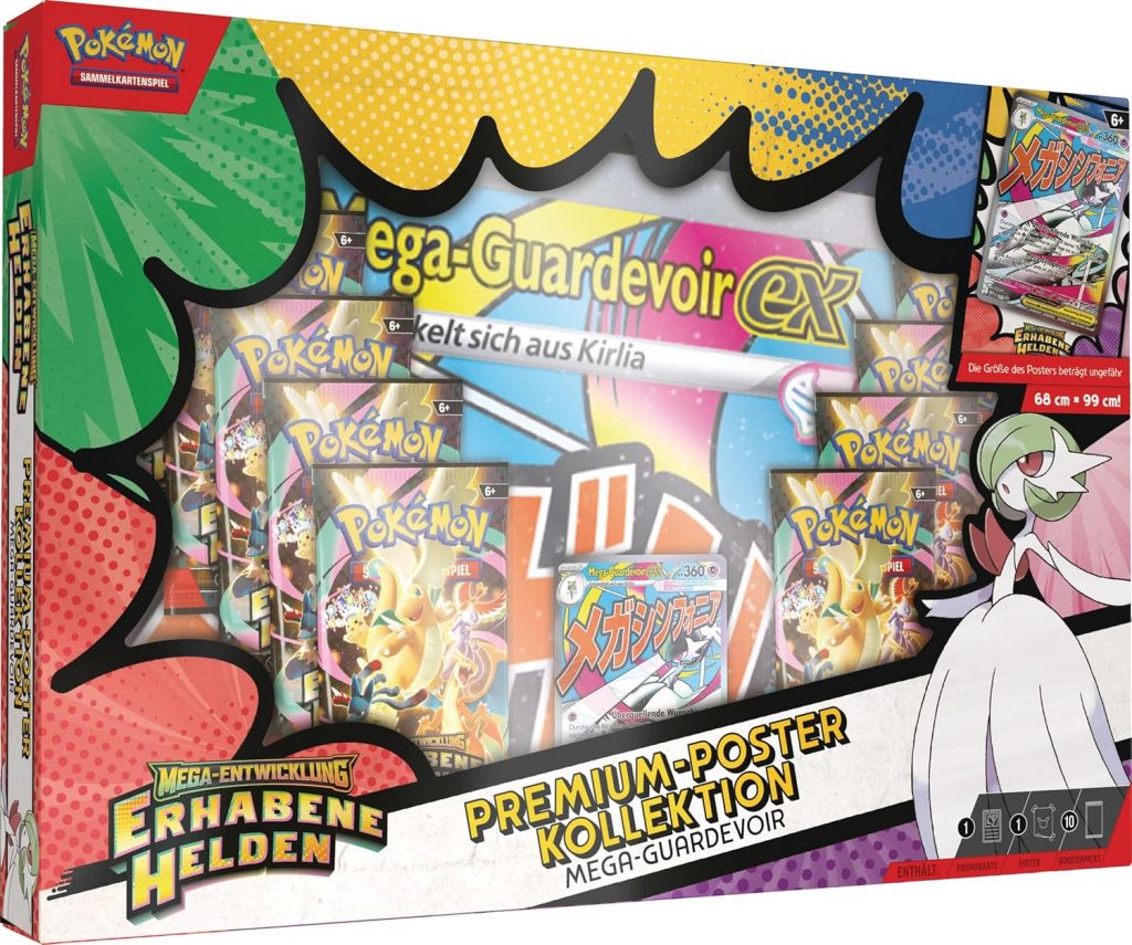 Pokémon-Sammelkartenspiel: Premium-Poster-Kollektion Mega-Entwicklung – Erhabene Helden: Mega-Guardevoir (1 holografische Promokarte, 1 doppelseitiges Poster und 10 Boosterpacks)56,99€ ➡️ https://www.amazon.de/dp/B0FX1BPTYN/?tag=preisfehlerheute-21
