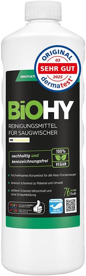 BiOHY Reinigungsmittel für Saugwischer mit Frischeduft (1l Flasche) 1:200 Konzentrat für alle Nass-Trockensauger &…