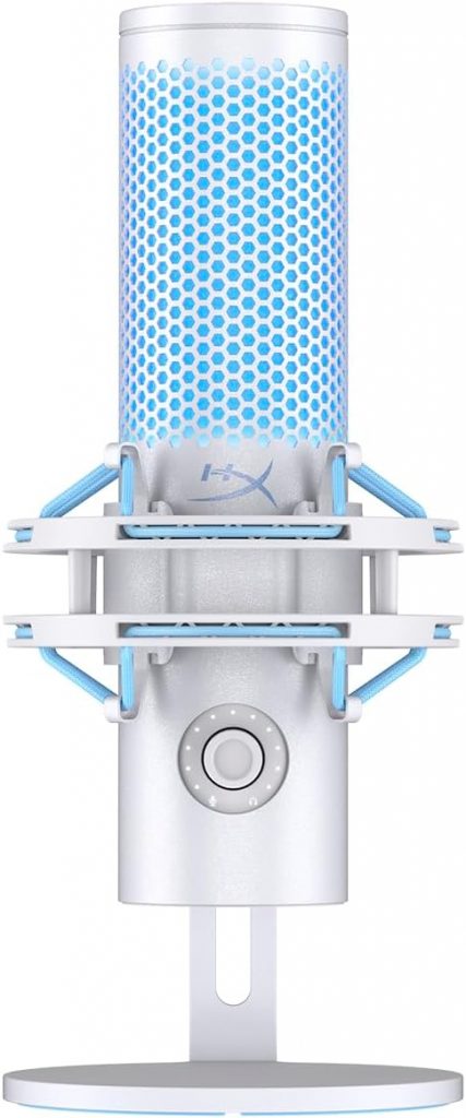 HyperX QuadCast 2 Frost, USB-Mikrofon für Gaming, Streaming und Podcasting, integrierte Bedienelemente, LED, Schnellverschluss-Schockhalterung, Arm-/Stativhalterung, PC, PS5, PS4, USB-C, Grau-Blau
