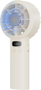 LUXVANO Handventilator – Tragbarer Ventilator mit 120 Stufen, LED-Display, Sicherheitsverriegelung, 3000mAh, USB Mini Ventilator mit Akkur für Reisen, Büro, Zuhause,Schminken, Beige