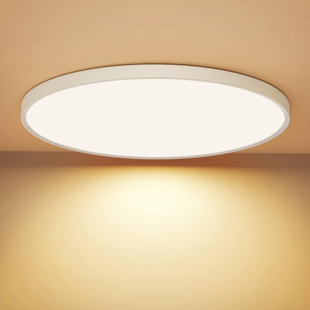 👑 OUILA LED Deckenleuchte Flach Rund – Deckenlampe LED 24W 3000K 2400LM IP44 Wasserdichte Badezimmer lampe, Küchenlampe Deckenleuchte Warmweiß für Küche Bad Schlafzimmer Flur Keller, Durchmesser 30cm