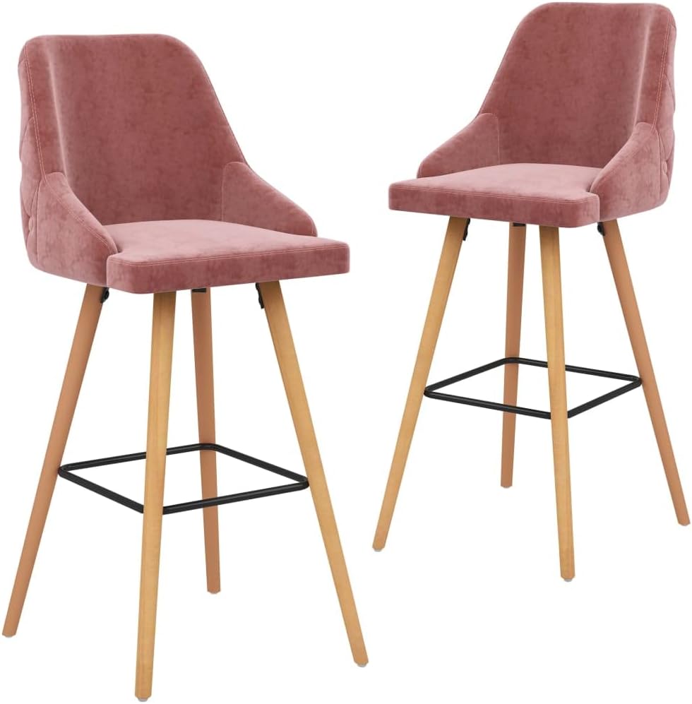 vidaXL 2X Barstuhl Barhocker Tresenhocker Bistrohocker Thekenhocker Küchenhocker Bar Stuhl Hocker Tresenstuhl Thekenstuhl Rosa Samt49.90€