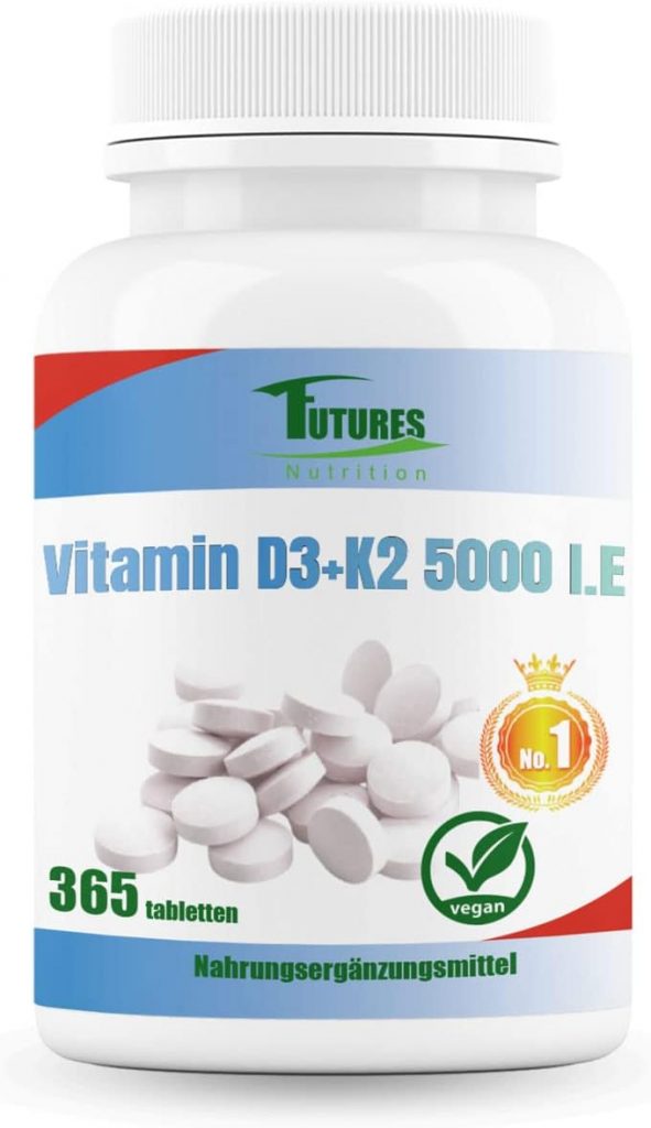 FUTURES NUTRITION 5000 I.E Vitamin D3 K2 Hochdosiert | Vegan | Beste Bioverfügbarkeit mit 99,7+% All-Trans Anteil | Nur 1 Tablette alle 5 Tage | Laborgeprüfte Reinheit | 365 Tabletten9,99€ statt 17,99€⚡️ Blitzangebot nutzen➡️ https://www.amazon.de/dp/B0BP1Q1TPS/?tag=preisfehlerheute-21