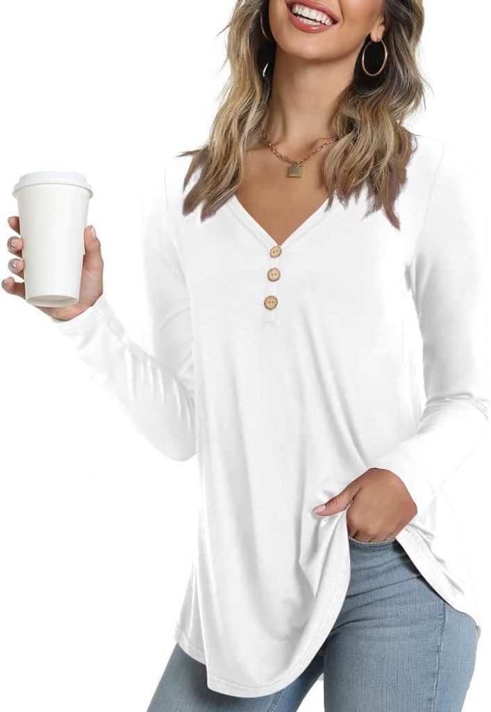 👑 Ninee Damen Langarmshirt V-Ausschnitt Tunika Tops lose Knopfleiste Bluse5,59€ statt 5,99€ – 7,0 🔥🚚 Verkauft von Ninee und Versand durch Amazon74 Bewertungen: 4.1 / 5.0 ⭐️⭐️⭐️⭐️🛒 zu Amazon https://www.amazon.de/dp/B0CFHC4L9H/?th=1&tag=preisfehlerheute-21#038;psc=1&tag=preisfehlerheute-21