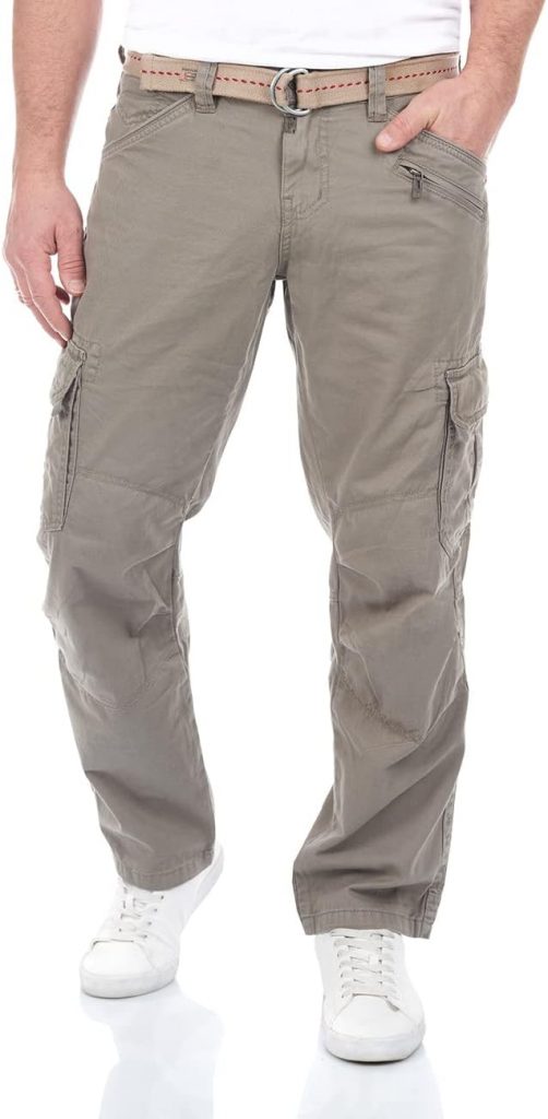 Timezone Cargohose Herren mit Gürtel BenitoTZ Loose Fit Cargo Hose Taschen Baumwolle, Farbe:Perl Grey (8435), Größe:34W / 36L
