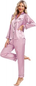 North Bund Satin Langarm Schlafanzug Damen Pyjama Sets Nachtw&auml;sche Sleepwear Loungewear V-Ausschnitt Zweiteiliger Pyjamas Hausanzug RosaXXL7.99&euro; ➡️ https://www.amazon.de/dp/B0CCZZGPCV/?tag=preisfehlerheute-21