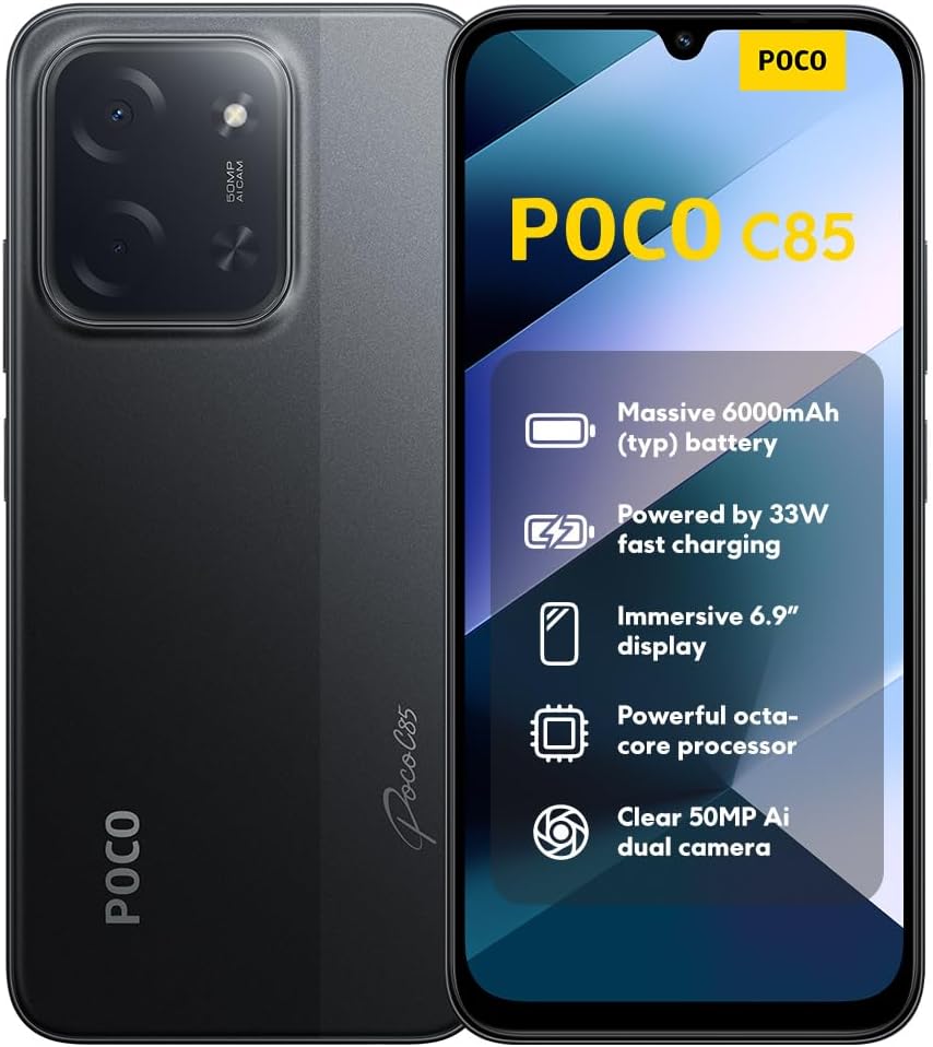 🤴 XIAOMI Poco C85, Smartphone 6+128GB, 6,9" 120Hz Display 7,99mm Design, MediaTek Helio G81-Ultra Octa-Core, 50MP AI-Zweifach-Kamera, 6000mAh, Black, Ladegerät Nicht im Lieferumfang enthalten99,90€ statt 149,90€ – 34,0 🔥🚚 Verkauft durch Amazon und Versand durch Amazon1,160 Bewertungen: 4.6 / 5.0 ⭐️⭐️⭐️⭐️⭐️🛒 zu Amazon https://www.amazon.de/dp/B0FHQF9LL5/?tag=preisfehlerheute-21