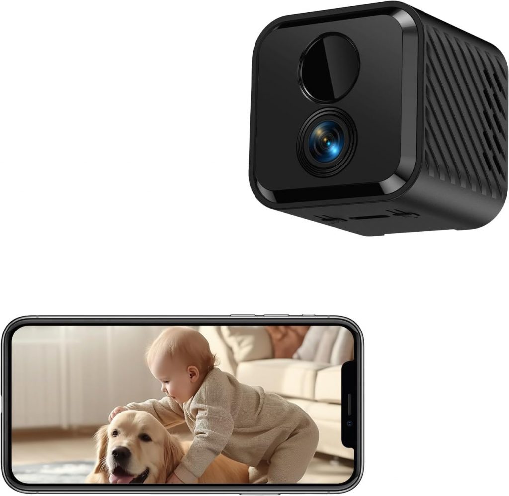 Mini Kamera, 4K HD WLAN Überwachungskamera Innen Für Live Übertragung Handy APP, mit 3-Tage-Cloud-Speicher, adaptivem Standby, Fernsteuerung, Nachtsicht, Bewegungserkennung, 60 Tagen Akkulaufzeit