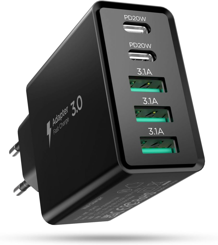 Hohosb 50W 5-Port USB C Ladegerät Block, Adapter für iPhone 15 14 13 12 11 Pro Max, iPad, Google Pixel, Samsung Galaxy und Mehr – Schwarz7,99€ statt 16,99€➡️ https://www.amazon.de/dp/B0D8Y6NWV7/?tag=preisfehlerheute-21
