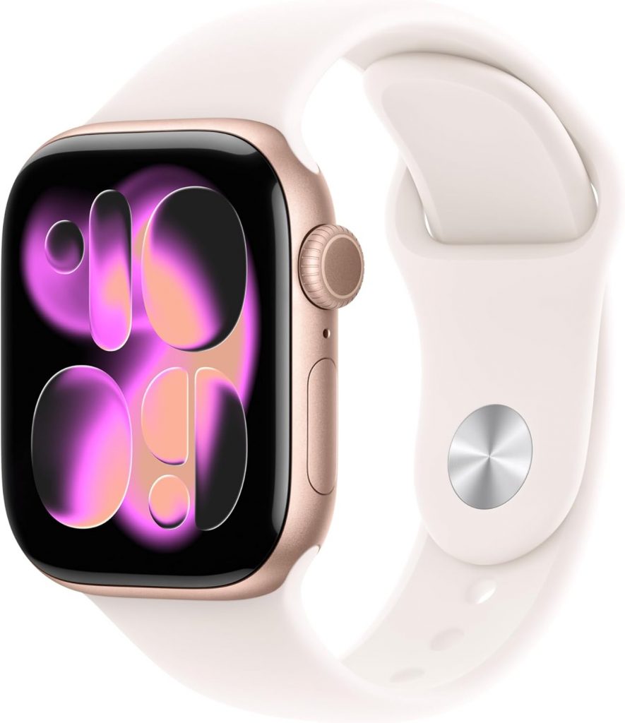 Apple Watch Series 11 GPS 42 mm Smartwatch mit Aluminiumgehäuse in Roségold und Sportarmband in Blassrosa (S/M). Schlafindex, Fitnesstracker, Gesundheitstracking, Always-On Display, Wasserschutz349,00€ ➡️ https://www.amazon.de/dp/B0FQFRVB4N/?tag=preisfehlerheute-21