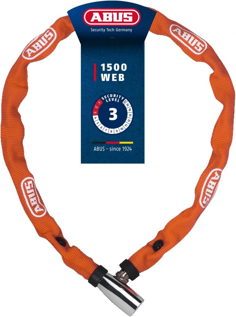 🤴 ABUS Kettenschloss 1500 Web – Fahrradschloss aus Spezialstahl – 4 mm dicke Rundkette – ABUS-Sicherheitslevel