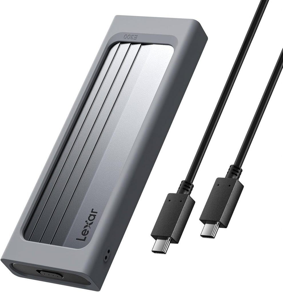 Lexar M.2 NVMe SSD-Gehäuse mit USB-C-Adapter, NVMe-Gehäuse mit 10 Gbit/s USB 3.2 Gen 2 für PCIe NVMe M-Key/M+B-Key-SSDs, externes M.2-SSD-Gehäuse in den Größen 2230/2242/2260/2