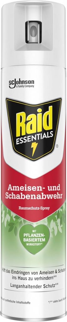 Raid Essentials Ameisen und Schabenabwehr Raumschutz-Spray, wirksamer Schutz im Innenbereich, schnelle Wirkung, für Türöffnungen und Fußleisten, 300 ml Sprayflasche2,39€ statt 4,99€➡️ https://www.amazon.de/dp/B0CQP54QVC/?tag=preisfehlerheute-21