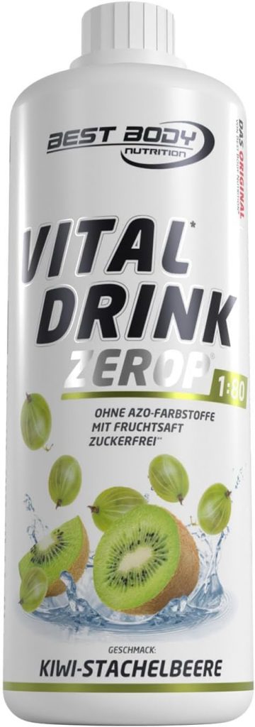 👑 Best Body Nutrition ZEROP Vital Zuckerfreies Getränkekonzentrat Sirup Kiwi-Stachelbeere Ohne Aspartam 1 L ergibt 80 L Getränk Fitness Drink mit Vitaminen B1 B6 Niacin Kalorienarm Wassersprudler