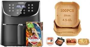 👑 COSORI Hei&szlig;luftfritteuse 5,5L XXL Friteuse Heissluft Fritteusen Air Fryer mit Digitalem LED-Touchscreen, Backpapier f&uuml;r Hei&szlig;luftfritteuse 4,5-6L, 100 St&uuml;ck, 20cm💰 nur 115,98🚚 Verkauft durch Amazon und Versand durch Amazon7 Bewertungen: 4.6 / 5.0 ⭐️⭐️⭐️⭐️⭐️🛒 https://www.amazon.de/dp/B0BYJKJ7VX/?tag=preisfehlerheute-21