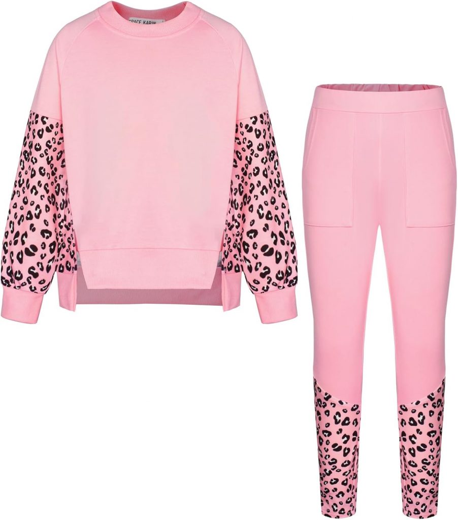🤴 GRACE KARIN Mädchen Outfits Set 2-teilig Langarm Sweatershirt + Skinny Hose mit Taschen für 5-12 Jahre