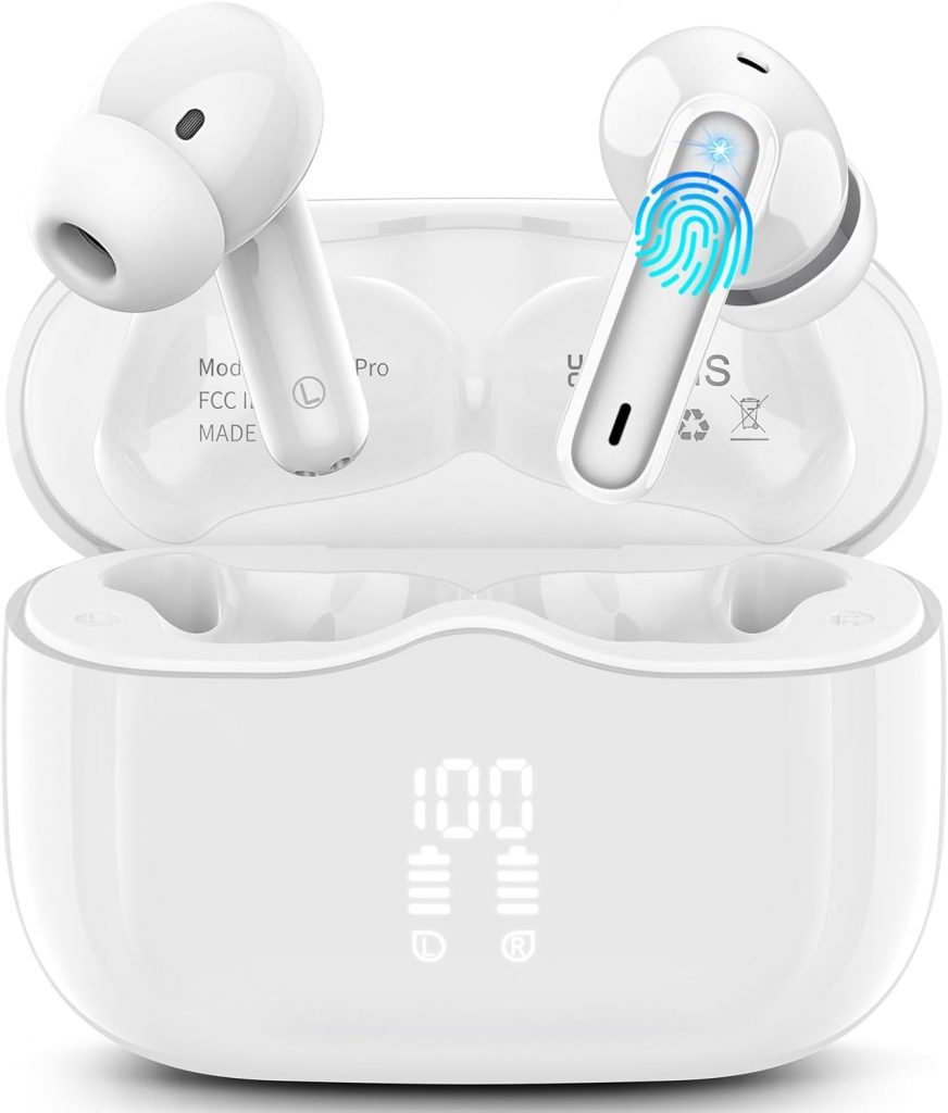 🤴 xinwld Bluetooth Kopfhörer, Kopfhörer Kabellos Bluetooth 5.4 In Ear Kopfhörer mit 4 ENC Noise Cancelling Mic, Kabellose Kopfhörer Tiefer Bass Wireless Earbuds 40Std, IP7 Wasserdicht Ohrhörer, Weiß