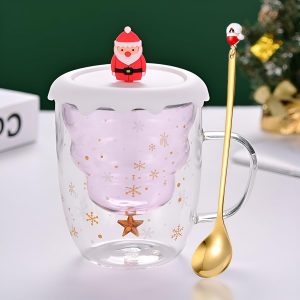 Syfunlv S&uuml;&szlig;e Weihnachtstasse Geschenk, Weihnachten Doppelwandige Glastassen mit Deckel&L&ouml;ffel,Espressotasse Weihnachten Grinch Tasse, Teegl&auml;ser, Milchtasse, Weihnachtsbaum Kaffeetassen (Stil 6)3.99&euro; statt 9.99&euro;➡️ https://www.amazon.de/dp/B0FPR2GJCN/?tag=preisfehlerheute-21