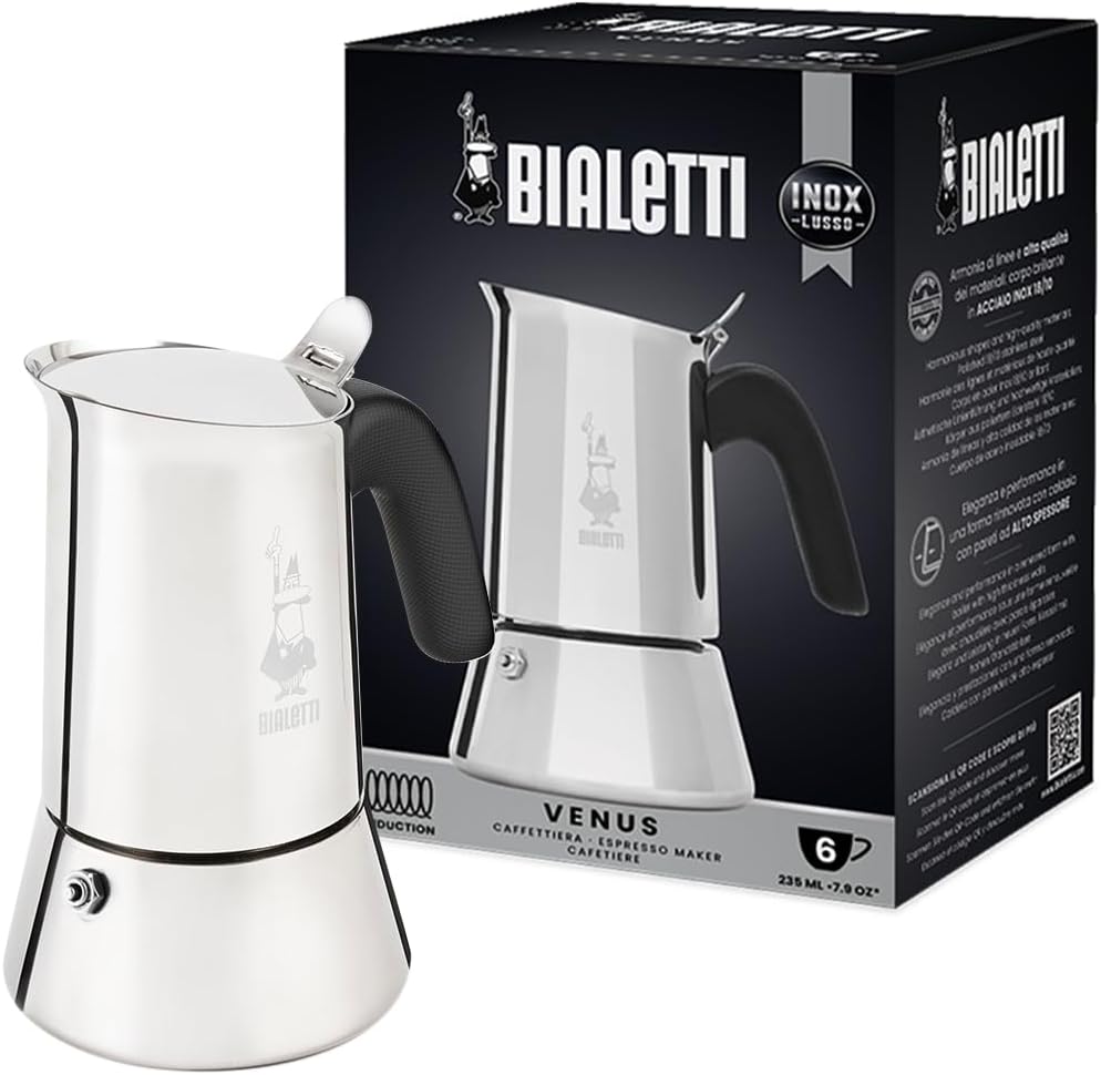 🤴 Bialetti – New Venus Induction, Edelstahl Herd Espresso-Kaffeemaschine, Geeignet für Alle Herdarten, 6 Tassen, Aluminium, 235 milliliters Silber35,18€ statt 45,90€ – 24,0 🔥🚚 Verkauft von Mitterbauer Online Shop und Versand durch Amazon54,873 Bewertungen: 4.5 / 5.0 ⭐️⭐️⭐️⭐️⭐️🛒 zu Amazon https://www.amazon.de/dp/B07ZKZXM4B/?th=1&tag=preisfehlerheute-21#038;psc=1&tag=preisfehlerheute-21