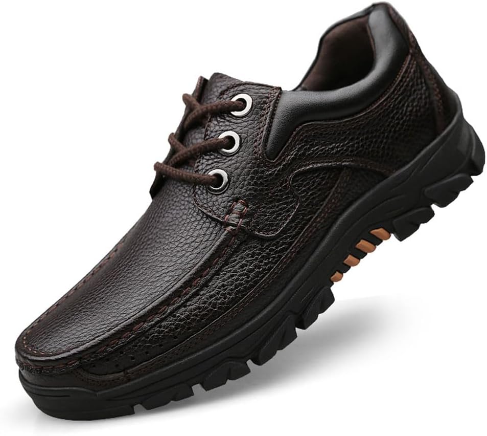 👑 WNUKATO Herrenschuhe Schnürer Freizeitschuhe Bequeme Business Casual Lederschuhe Braun-3 39.5 EU
