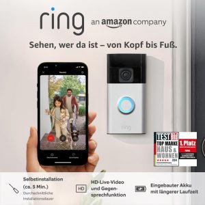 Ring Akku-Videotürklingel (Battery Video Doorbell) (2024) | WLAN-Videotürklingel-Sicherheitskamera, Selbstinstallation (in 5 Minuten) | mit eingebautem Akku I Privatsphäre-Einstellungen49,99€ statt 99,99€➡️ https://www.amazon.de/dp/B0BZWQP9Z1/?tag=preisfehlerheute-21